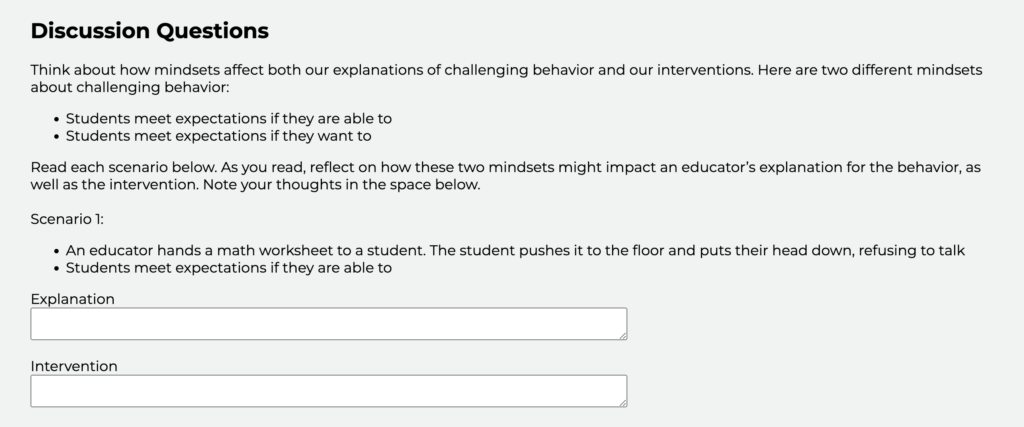 Behavior Playbook Series interactive discussion question